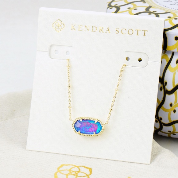 NEW Kendra Scott Elisa Satellite Indigo Kyocera Opal Gold Necklace NEW Kendra Scott Elisa Satellite Indigo Kyocera Opal Gold Necklace